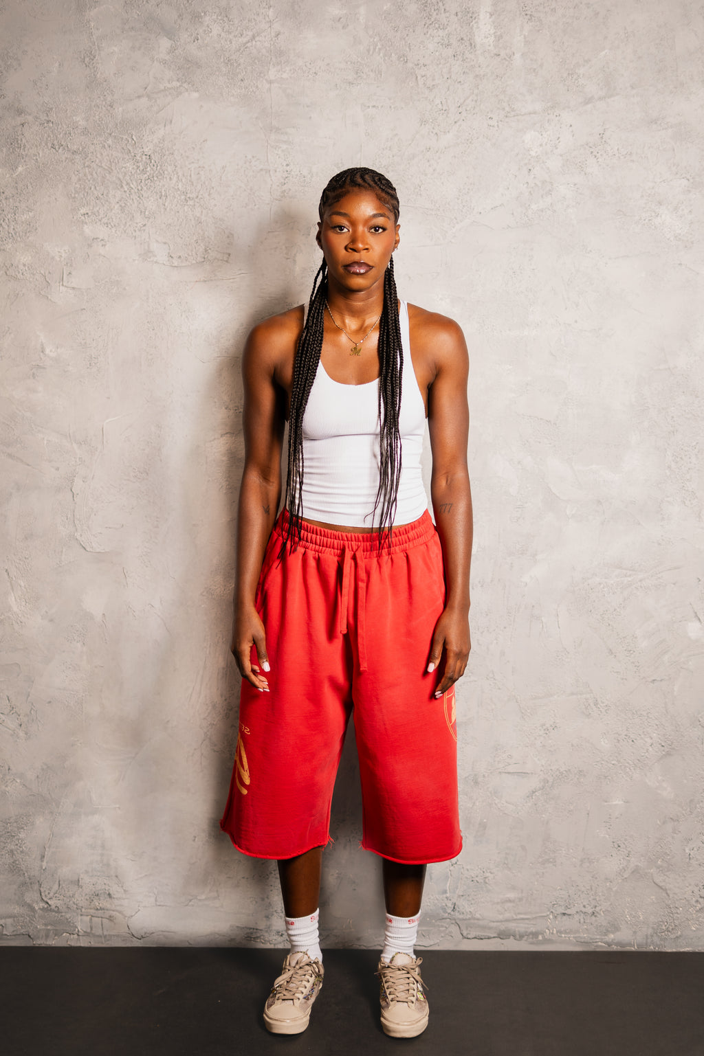 COMING TO LONDON SWEATSHORTS - RED